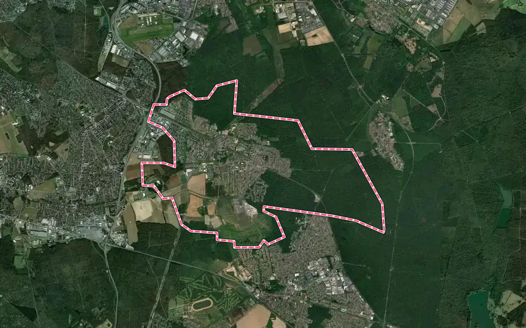 Vue satellite de Roissy-en-Brie avec ses contours administratifs