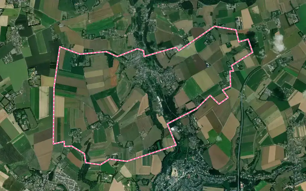 Vue satellite de Rolleville avec ses contours administratifs