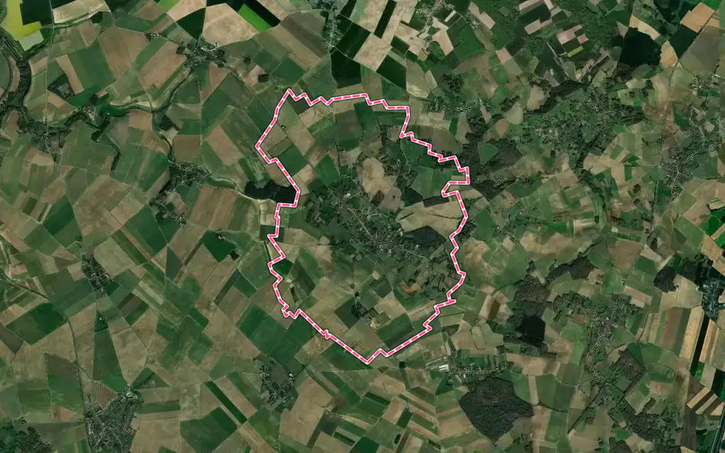 Vue satellite de Rollot avec ses contours administratifs