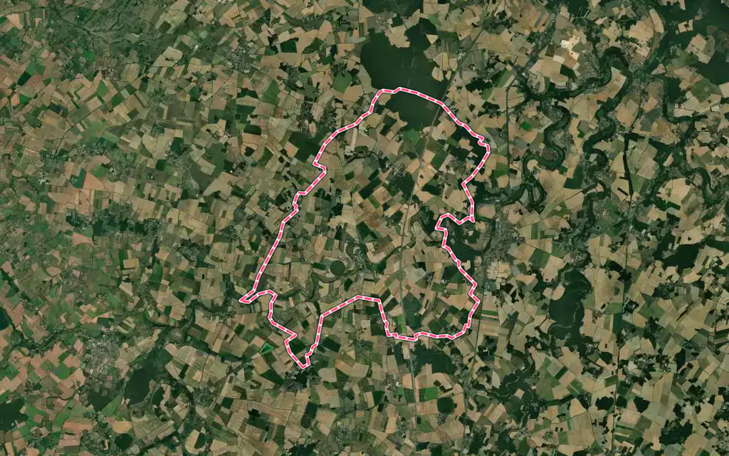 Vue satellite de Rom avec ses contours administratifs