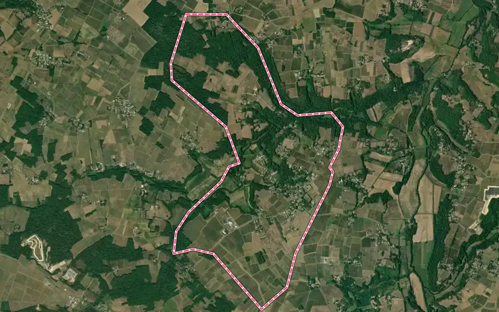 Vue satellite de Romagne avec ses contours administratifs