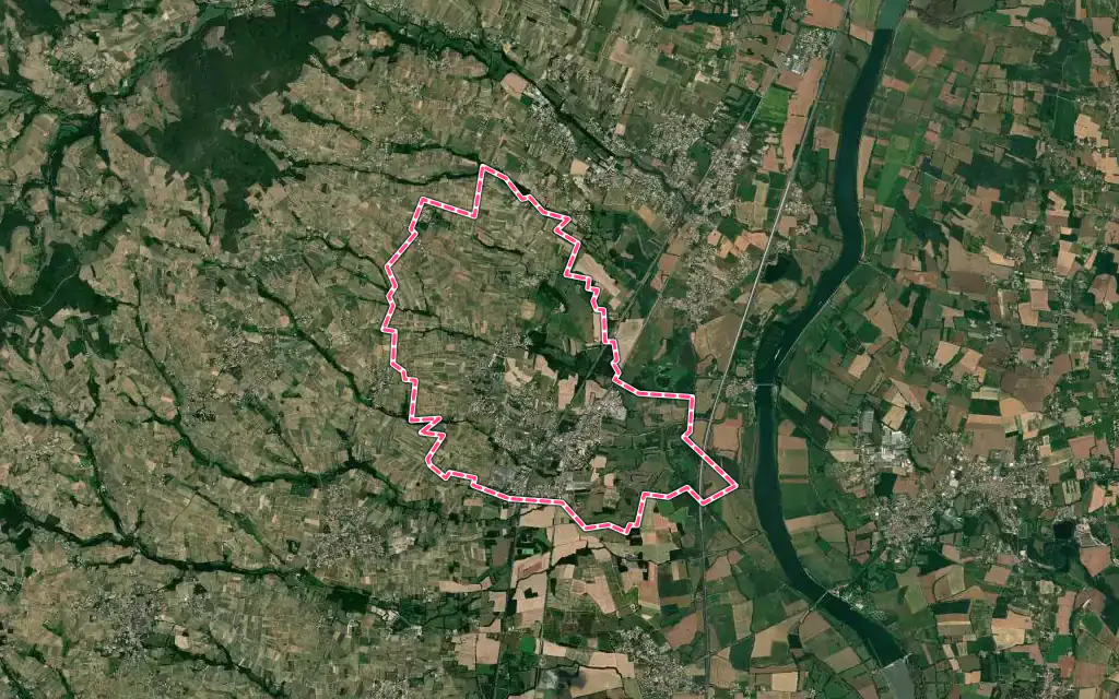 Vue satellite de Romanèche-Thorins avec ses contours administratifs
