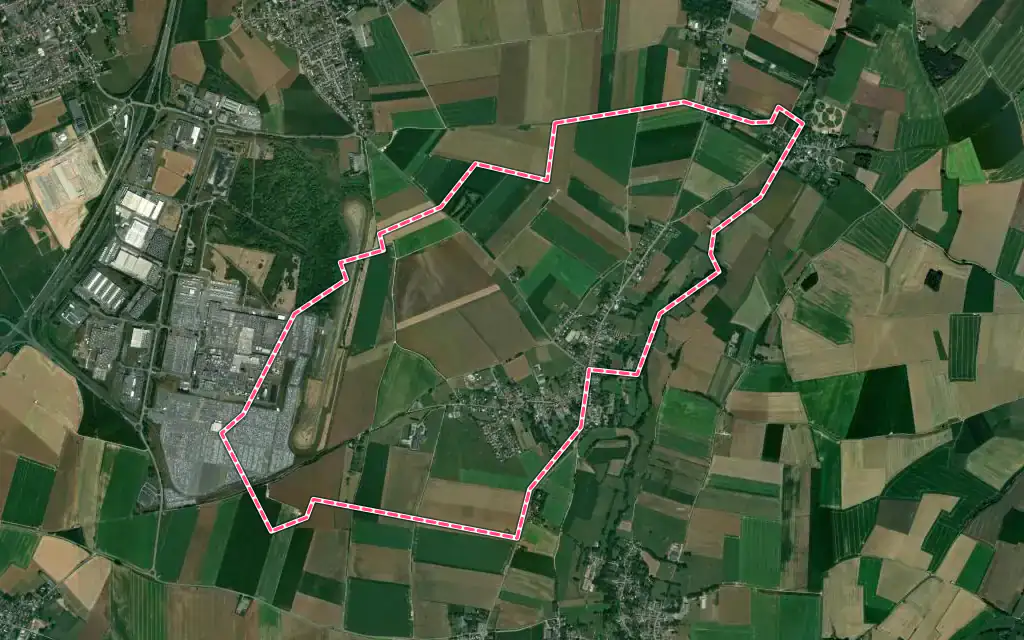 Vue satellite de Rombies-et-Marchipont avec ses contours administratifs