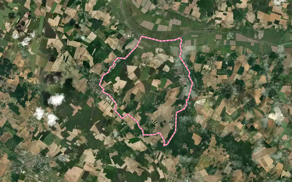 Vue satellite de Romegoux avec ses contours administratifs