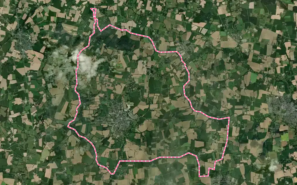 Vue satellite de Romillé avec ses contours administratifs