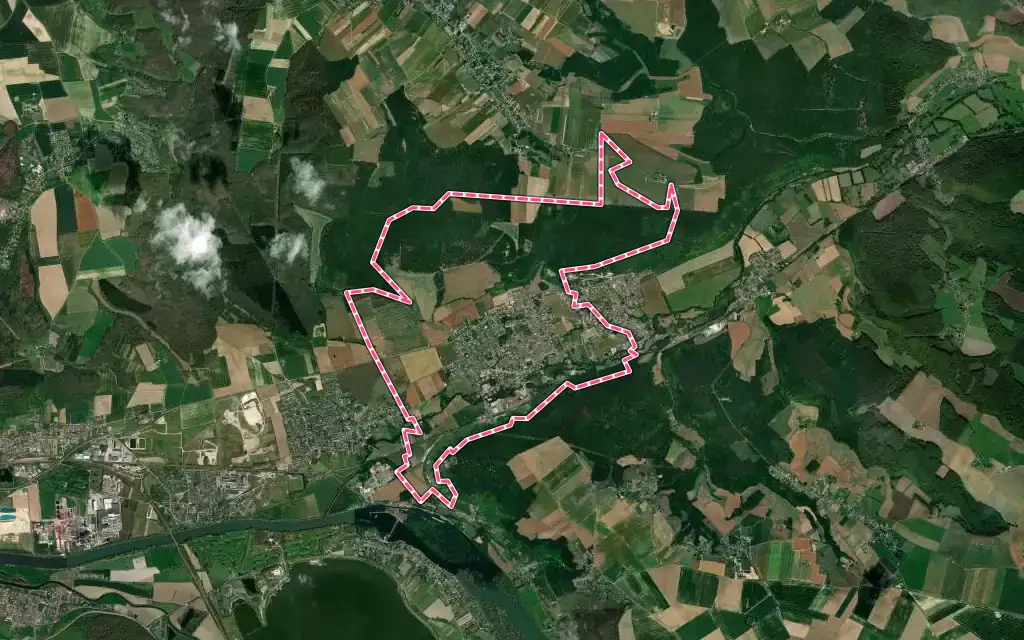 Vue satellite de Romilly-sur-Andelle avec ses contours administratifs