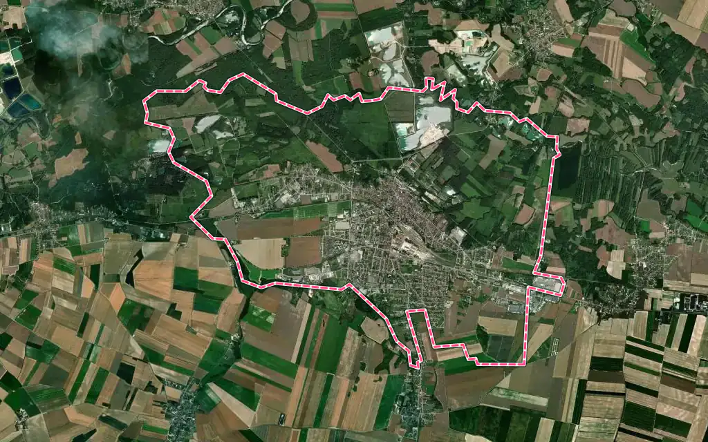 Vue satellite de Romilly-sur-Seine avec ses contours administratifs