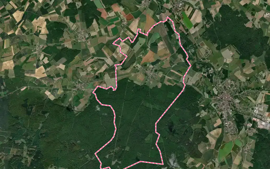 Vue satellite de Romont avec ses contours administratifs
