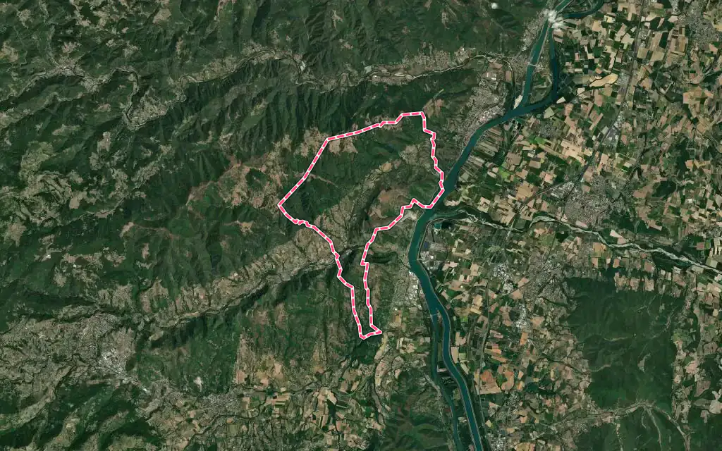 Vue satellite de Rompon avec ses contours administratifs