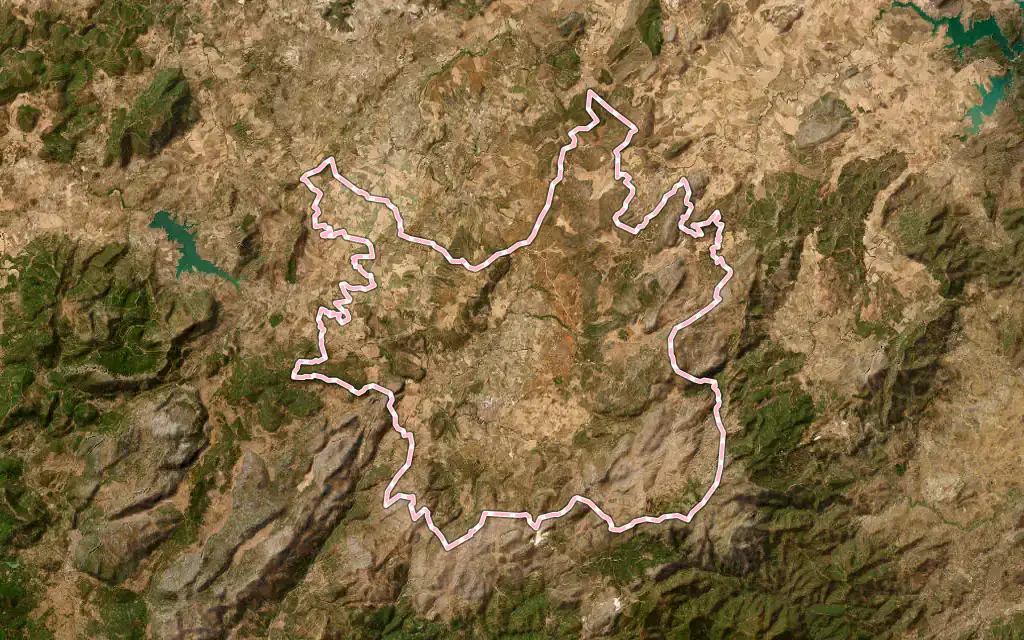 Vista satélite de Ronda con su contorno administrativo