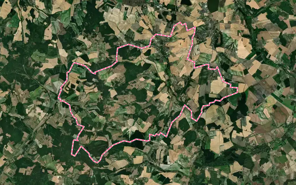 Vue satellite de Ronsenac avec ses contours administratifs