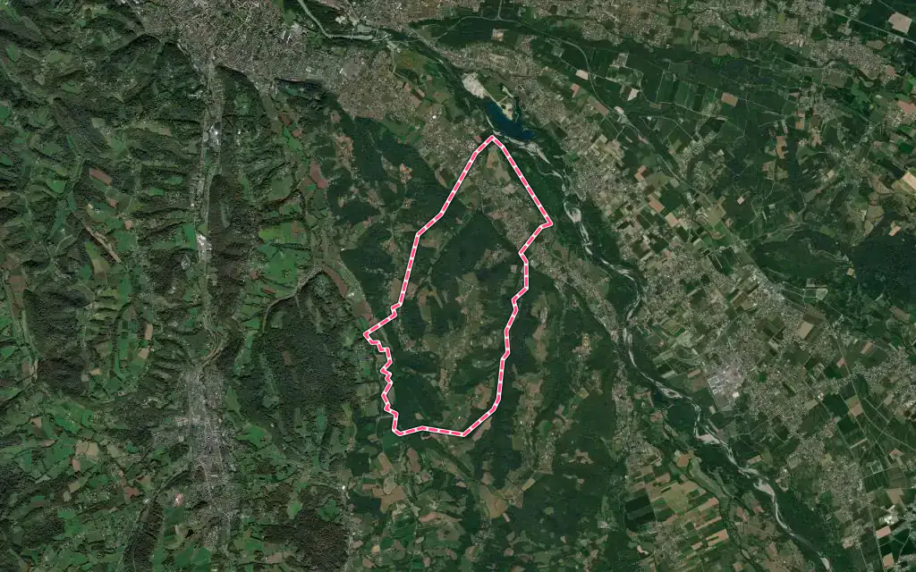 Vue satellite de Rontignon avec ses contours administratifs