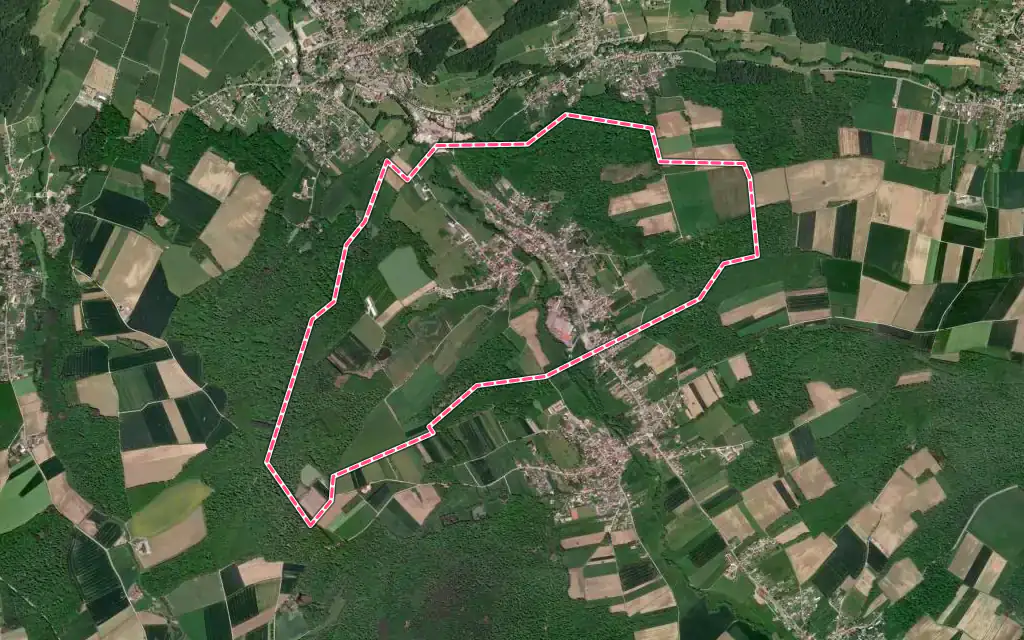Vue satellite de Roppentzwiller avec ses contours administratifs