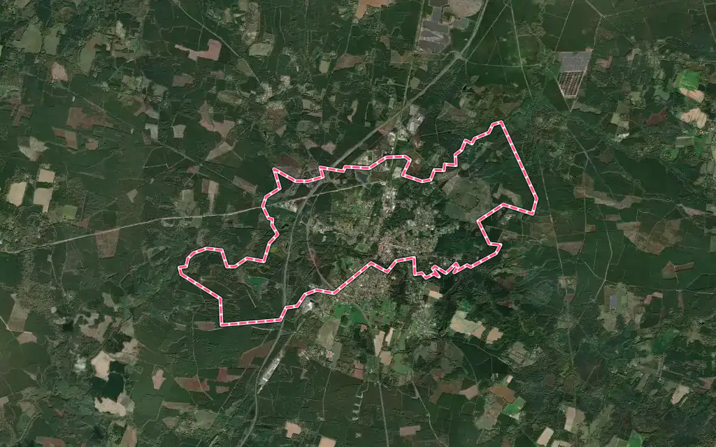 Vue satellite de Roquefort avec ses contours administratifs
