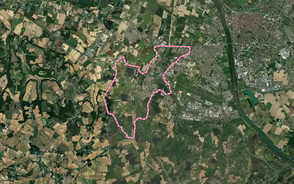 Vue satellite de Roquefort avec ses contours administratifs