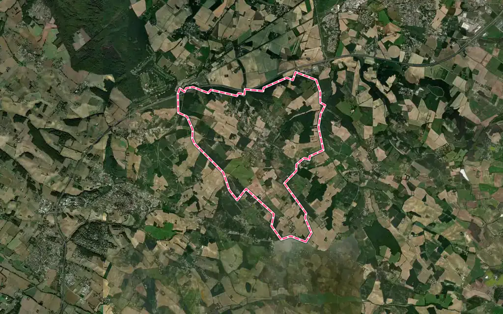 Vue satellite de Roquesérière avec ses contours administratifs