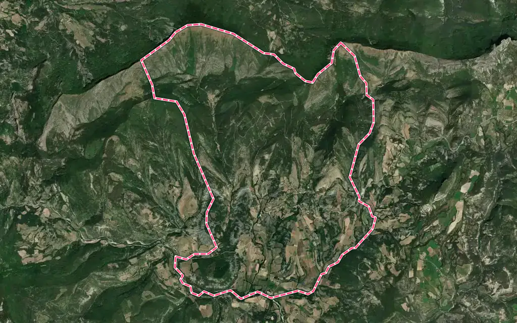 Vue satellite de Rosans avec ses contours administratifs