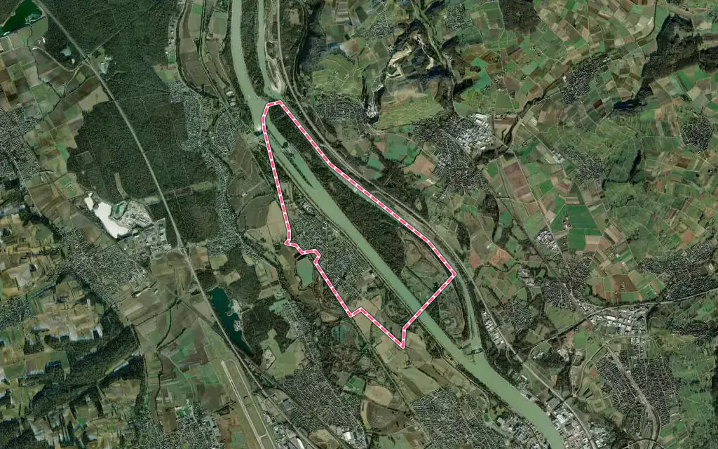 Vue satellite de Rosenau avec ses contours administratifs
