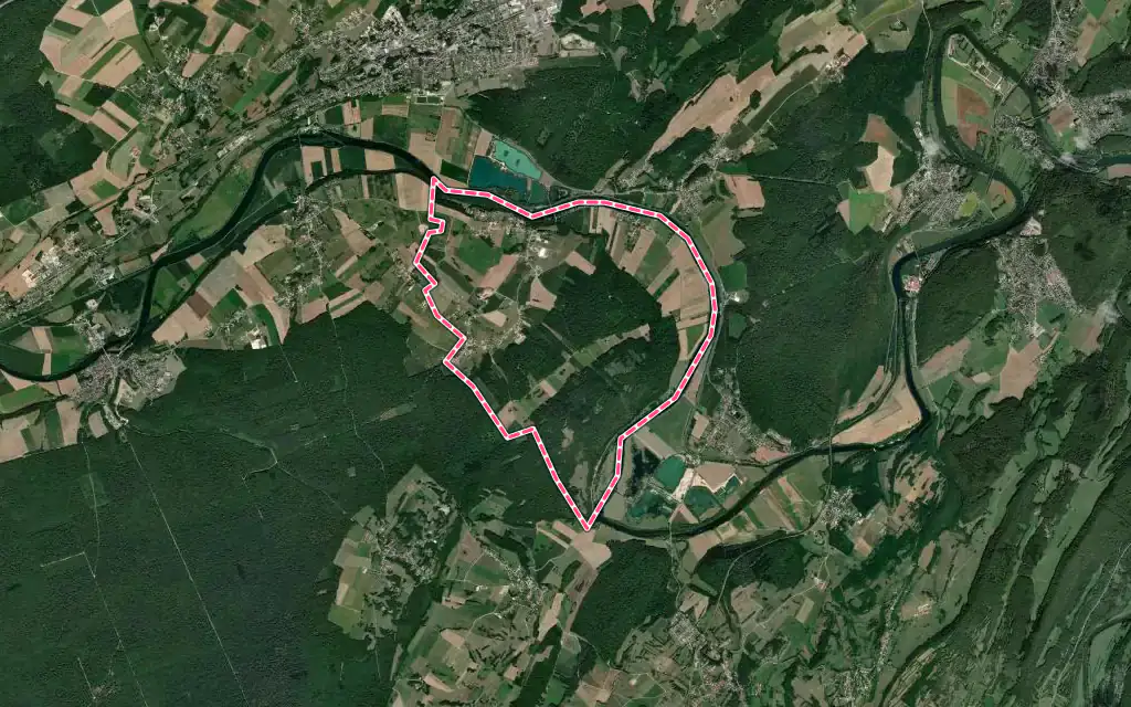 Vue satellite de Roset-Fluans avec ses contours administratifs