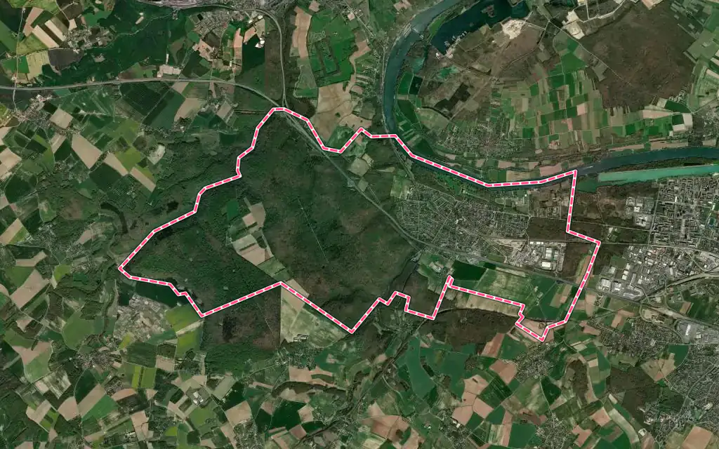 Vue satellite de Rosny-sur-Seine avec ses contours administratifs