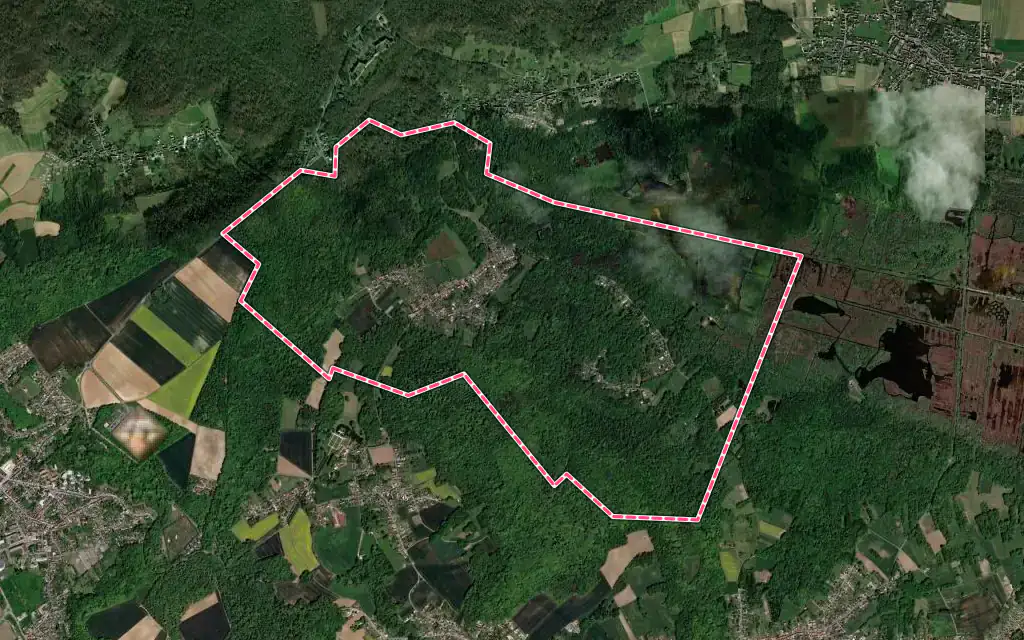 Vue satellite de Rosoy avec ses contours administratifs