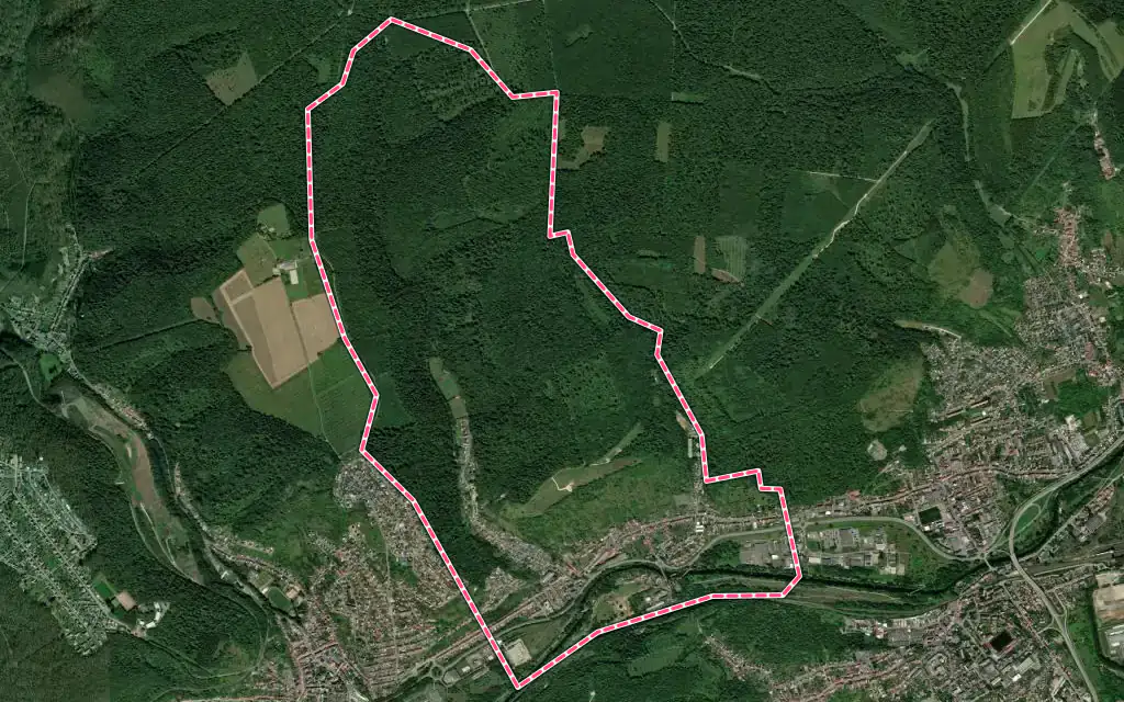 Vue satellite de Rosselange avec ses contours administratifs