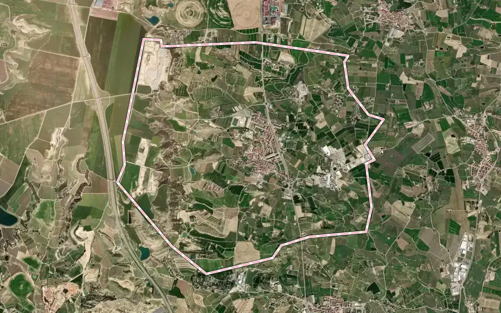 Vista satélite de Rosselló con su contorno administrativo