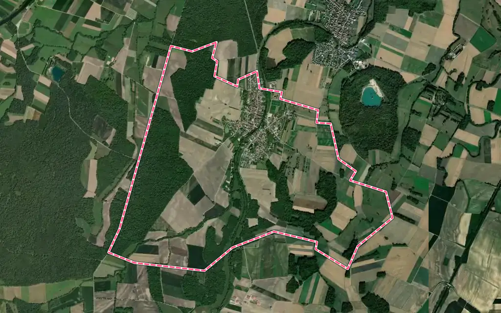Vue satellite de Rossfeld avec ses contours administratifs