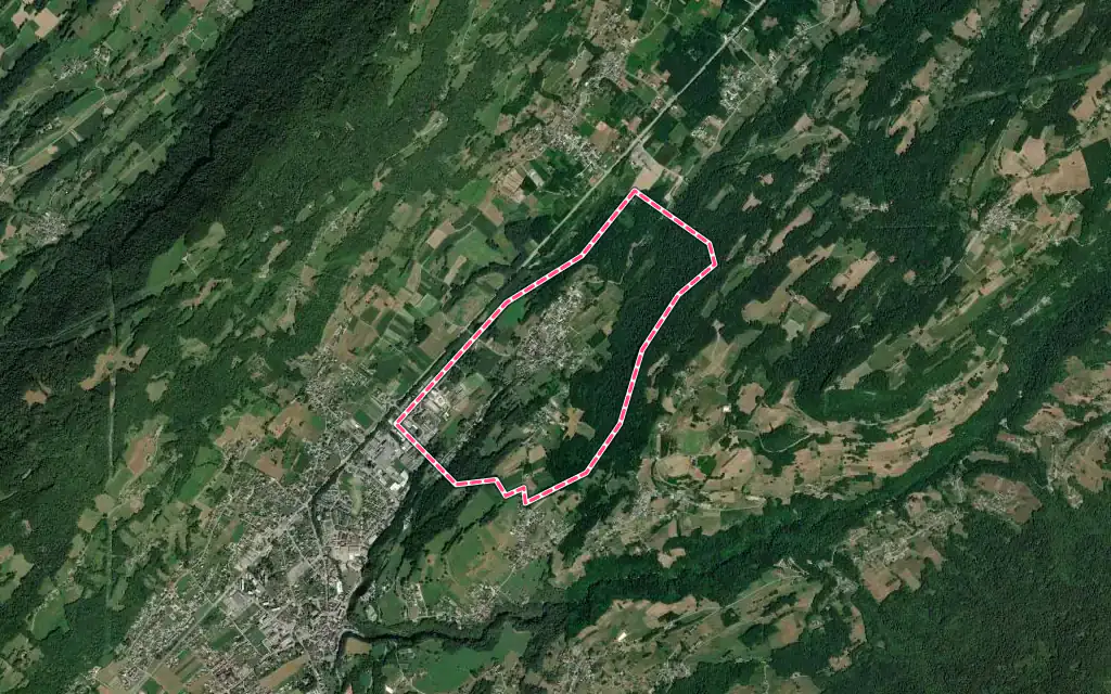 Vue satellite de Rotherens avec ses contours administratifs