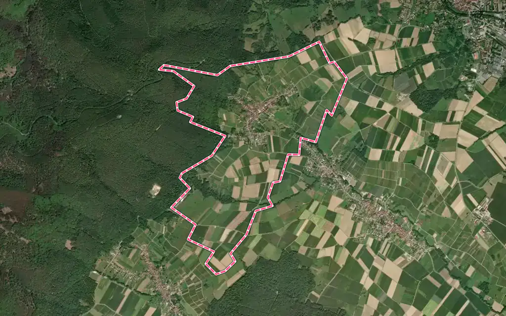 Vue satellite de Rott avec ses contours administratifs