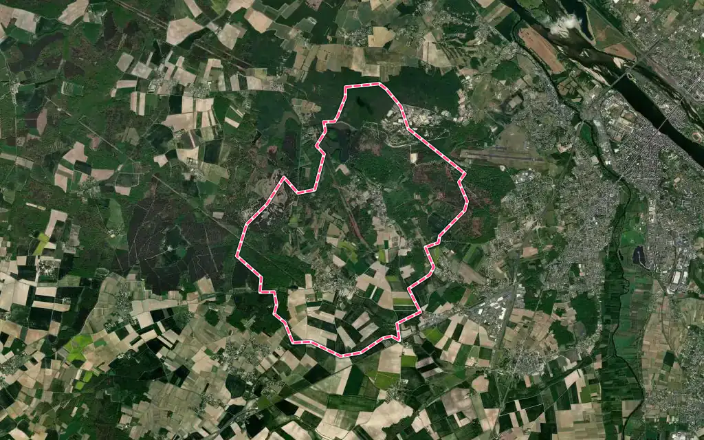 Vue satellite de Rou-Marson avec ses contours administratifs
