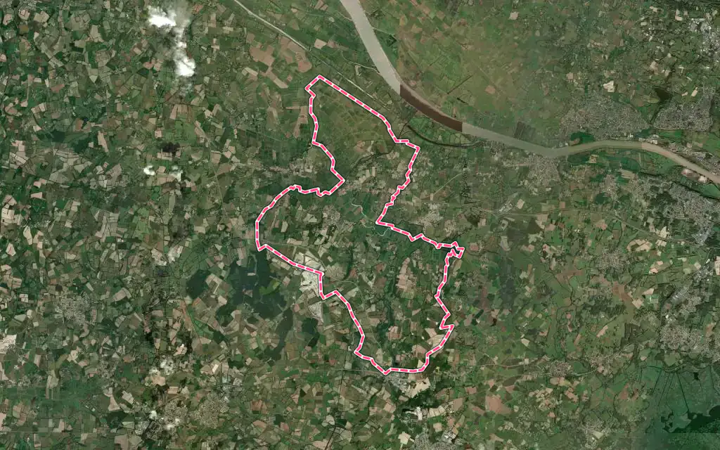 Vue satellite de Rouans avec ses contours administratifs