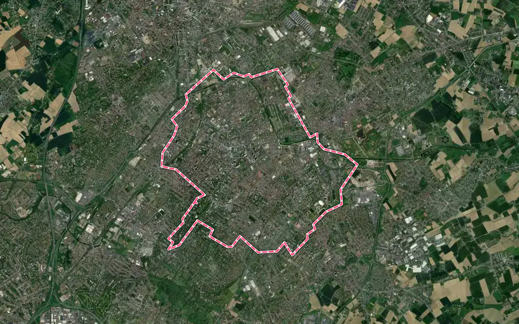 Vue satellite de Roubaix avec ses contours administratifs
