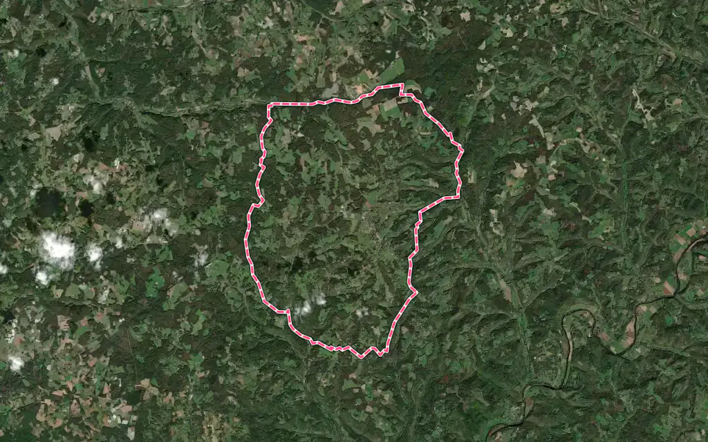 Vue satellite de Rouffignac-Saint-Cernin-de-Reilhac avec ses contours administratifs