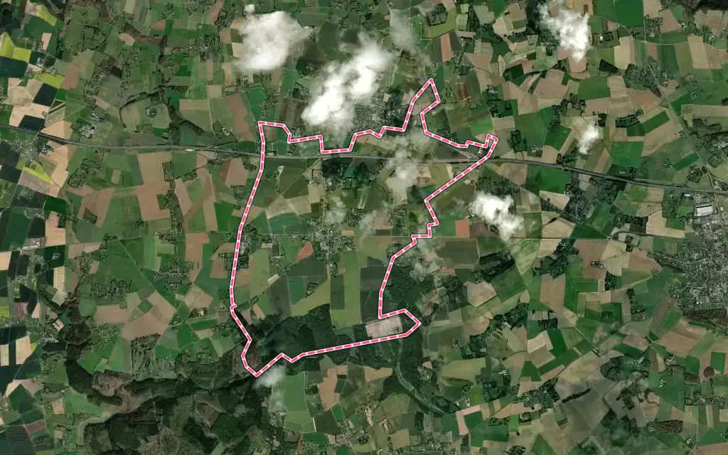 Vue satellite de Rougemontiers avec ses contours administratifs