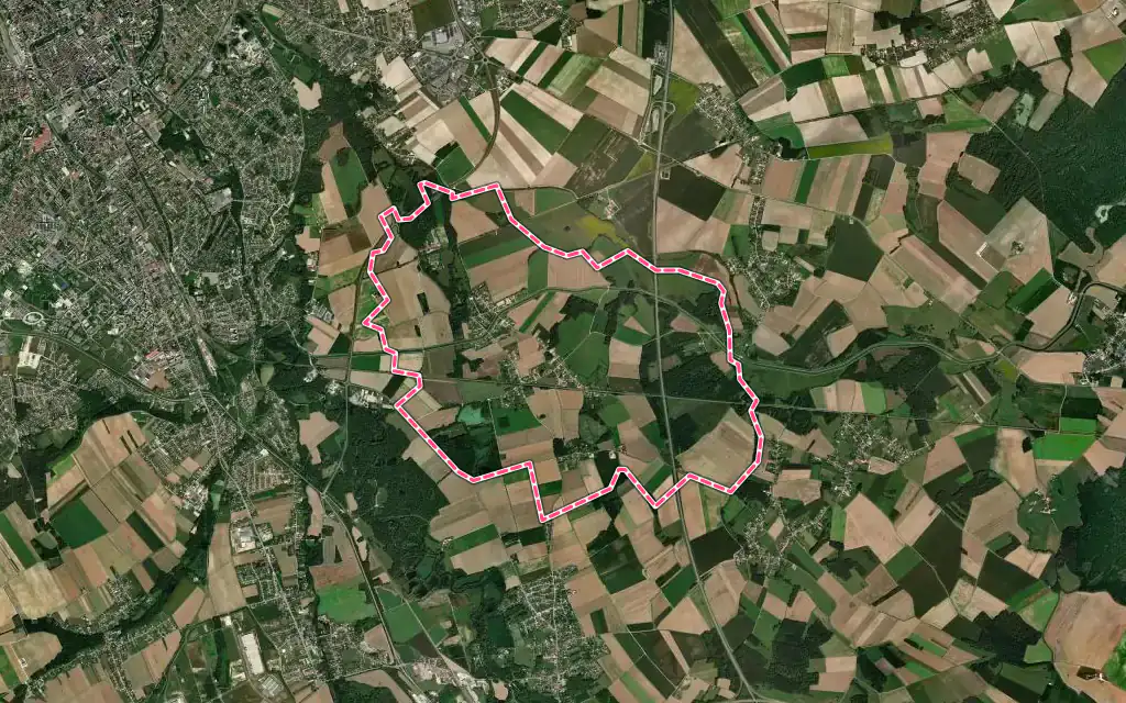 Vue satellite de Rouilly-Saint-Loup avec ses contours administratifs