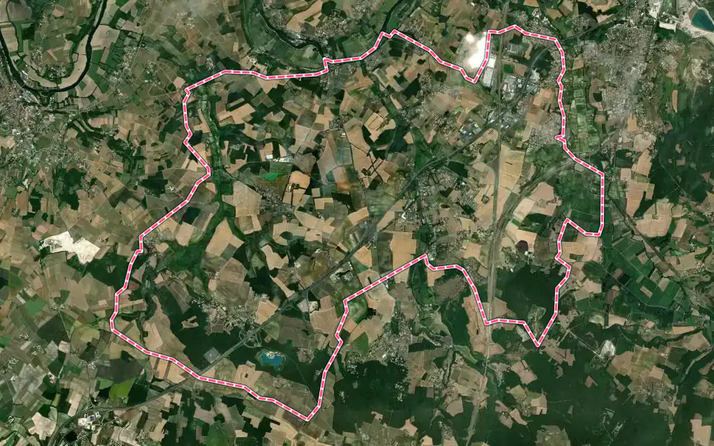Vue satellite de Roullet-Saint-Estèphe avec ses contours administratifs