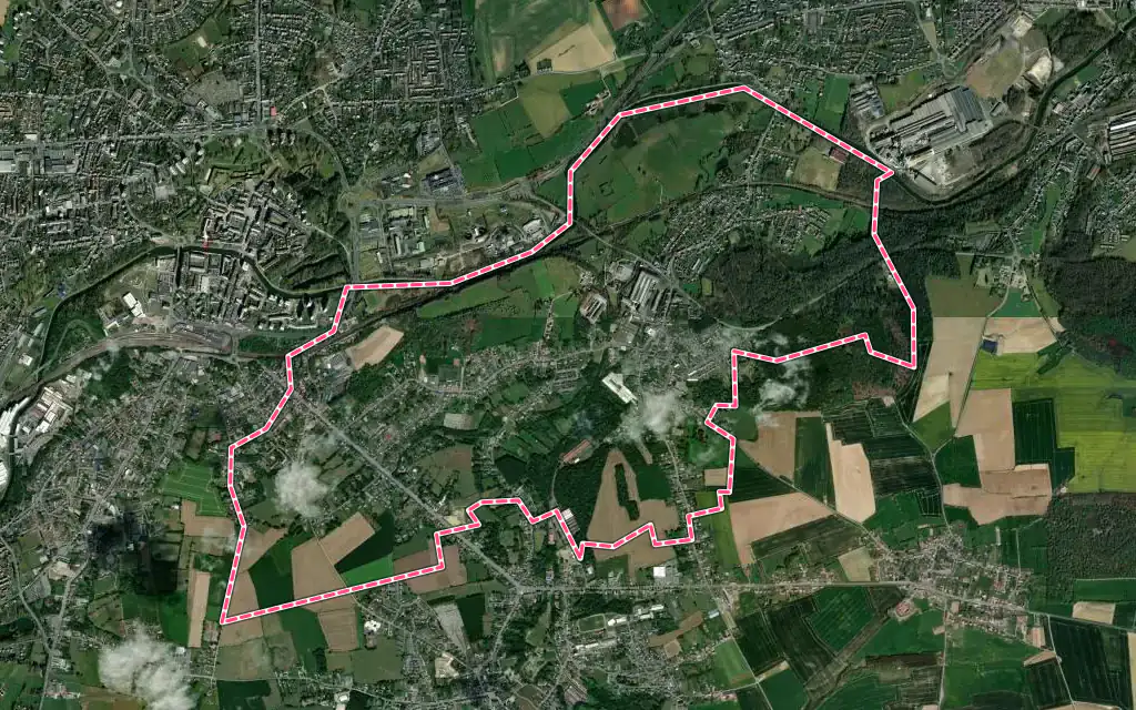 Vue satellite de Rousies avec ses contours administratifs