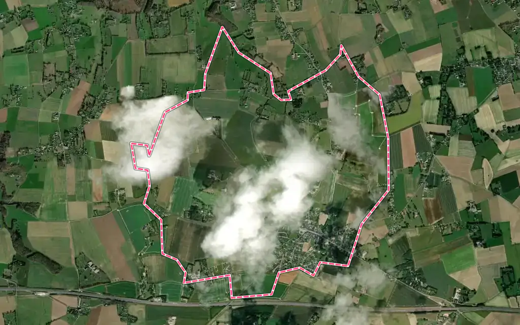 Vue satellite de Routot avec ses contours administratifs