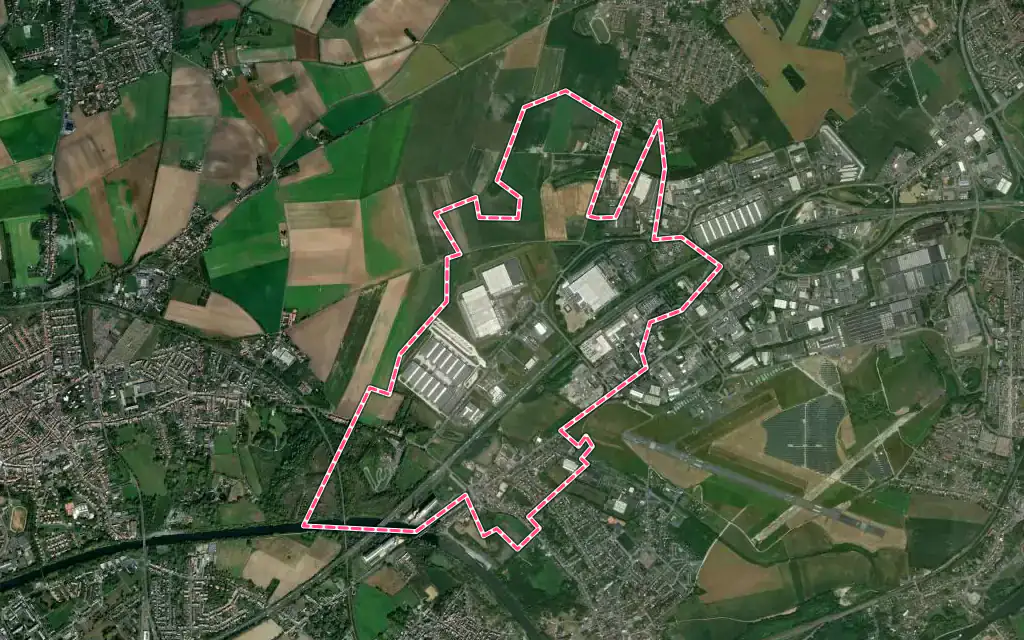 Vue satellite de Rouvignies avec ses contours administratifs