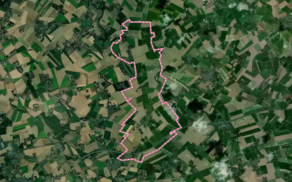 Vue satellite de Rouville avec ses contours administratifs