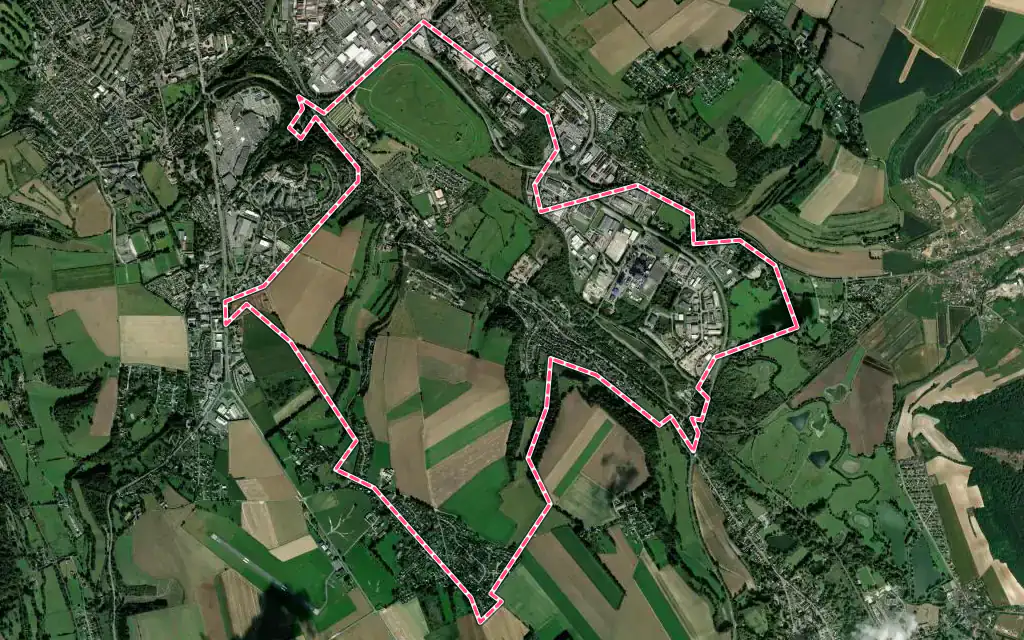 Vue satellite de Rouxmesnil-Bouteilles avec ses contours administratifs