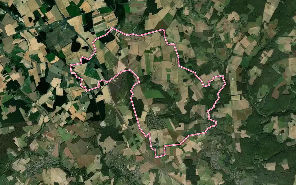 Vue satellite de Rouziers-de-Touraine avec ses contours administratifs
