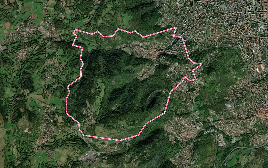 Vue satellite de Royat avec ses contours administratifs