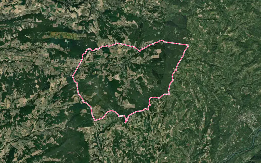 Vue satellite de Roybon avec ses contours administratifs