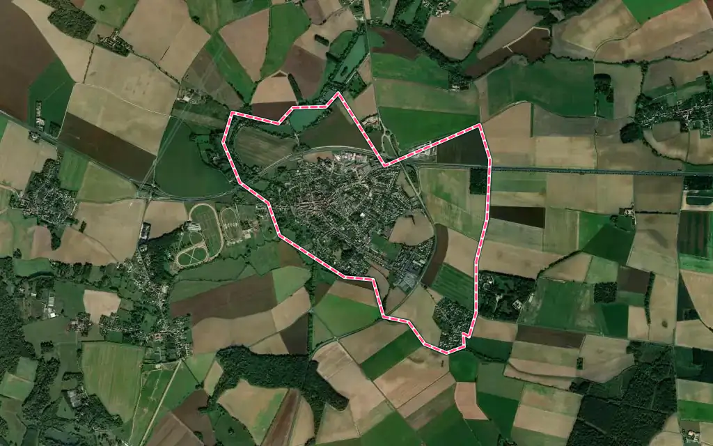 Vue satellite de Rozay-en-Brie avec ses contours administratifs