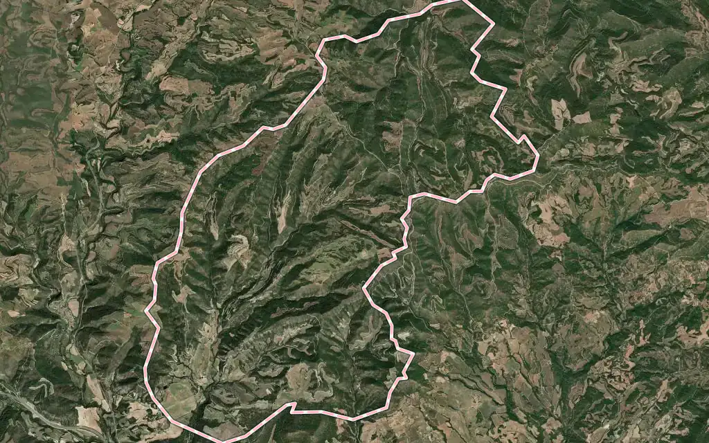 Vista satélite de Rubió con su contorno administrativo