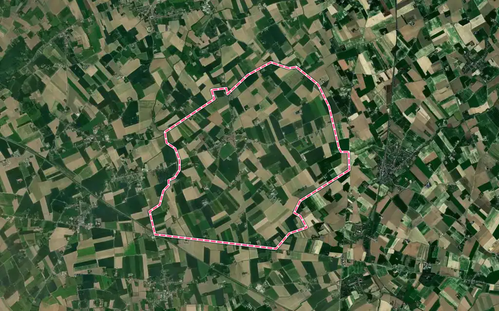 Vue satellite de Rubrouck avec ses contours administratifs