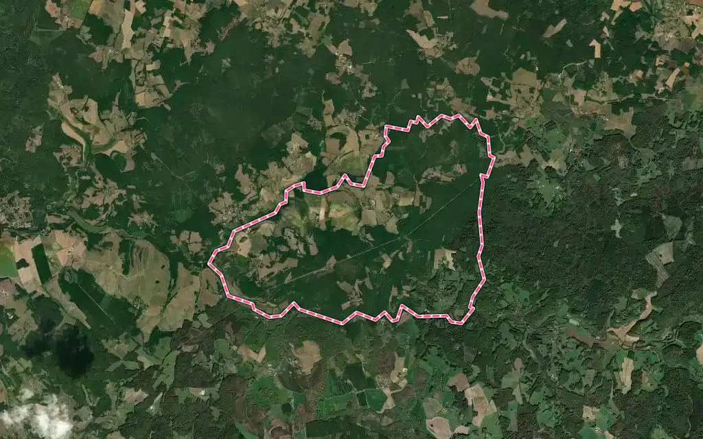 Vue satellite de Rudeau-Ladosse avec ses contours administratifs