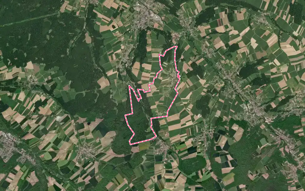 Vue satellite de Ruederbach avec ses contours administratifs
